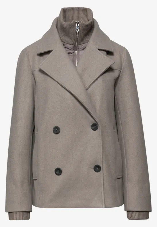 Cabanjacke mit Inlay Sandy Mocca Mel.