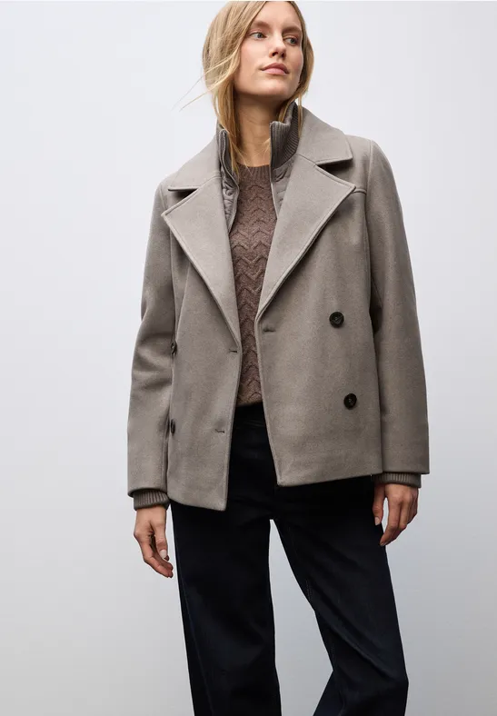 Cabanjacke mit Inlay Sandy Mocca Mel.
