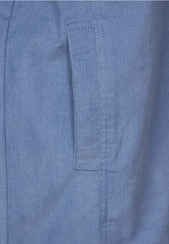 Robe Femme Street One En Velours Côtelé - Fermeture éclair Décorative, Poches Poitrine, Longueur Genou, Col Chemise