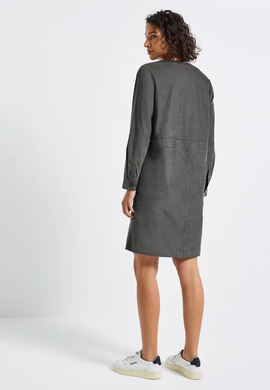 Cordkleid mit Split Neck concrete grey