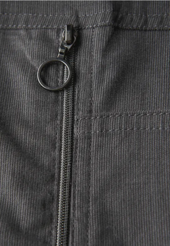 Cordkleid mit Split Neck concrete grey
