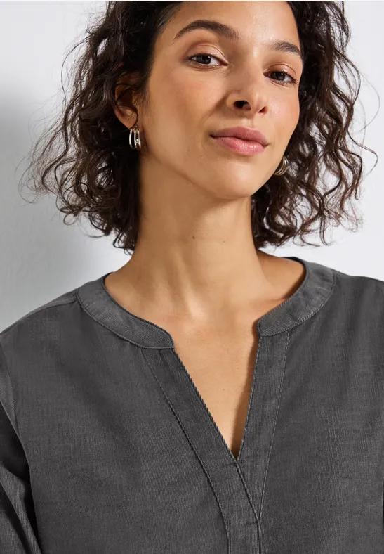 Cordkleid mit Split Neck concrete grey