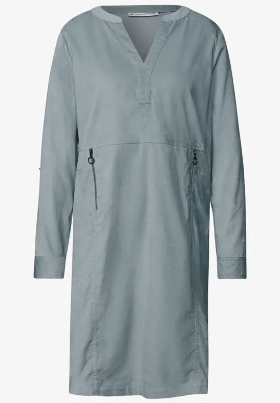 Robe en velours côtelé avec col fendu washed blue