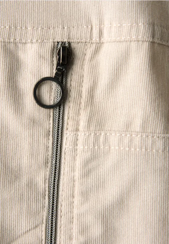 Corduroy jurk met gespleten hals malted beige
