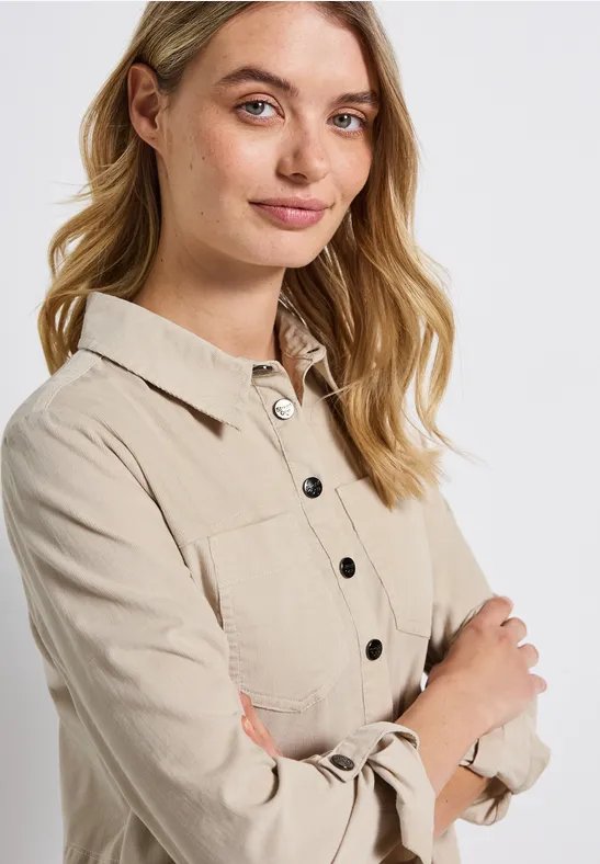 Robe en velours côtelé malted beige