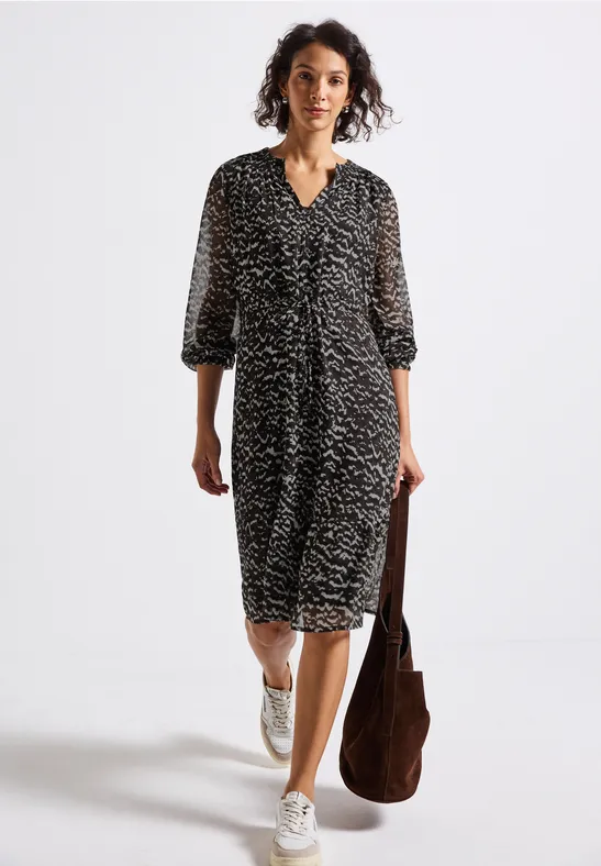 Robe en mousseline avec détails smocks deep roast brown