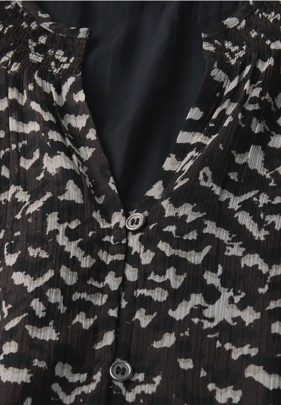 Robe en mousseline avec détails smocks deep roast brown