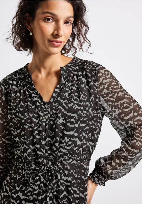 Robe en mousseline avec détails smocks deep roast brown