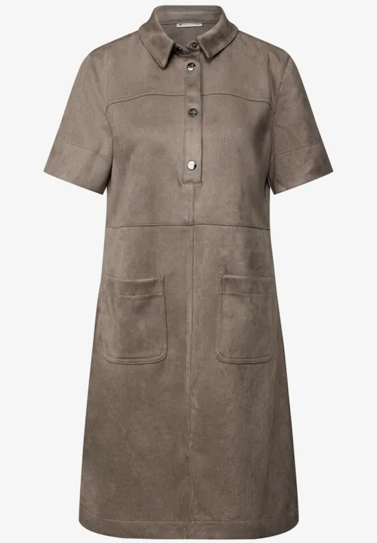 Velours Blusenkleid bark brown