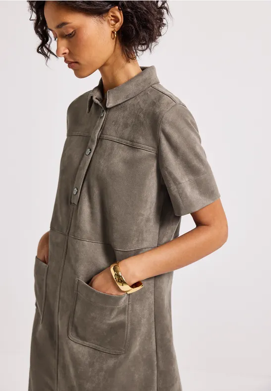 Velours Blusenkleid bark brown