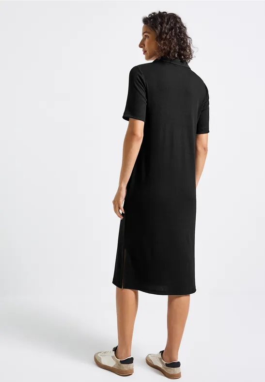 Polokleid mit Rippstruktur Black