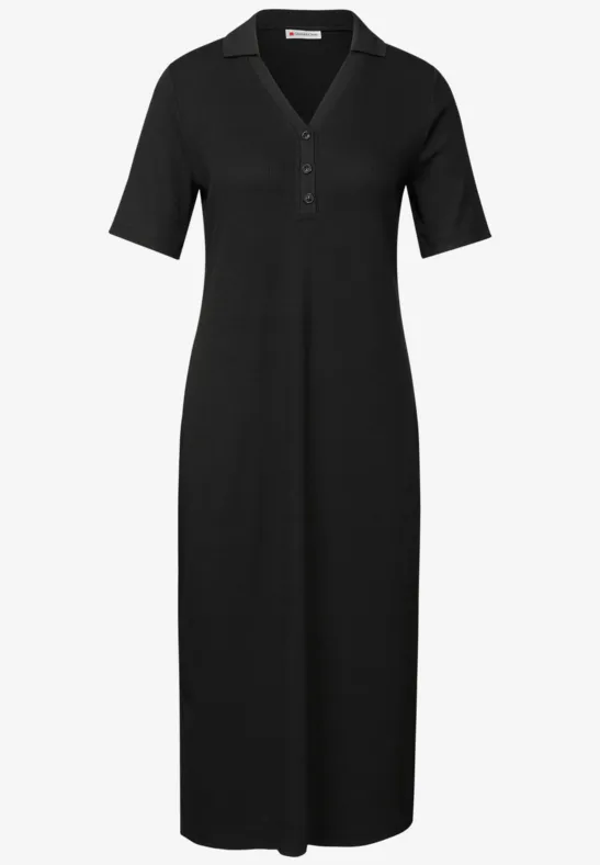 Polokleid mit Rippstruktur Black