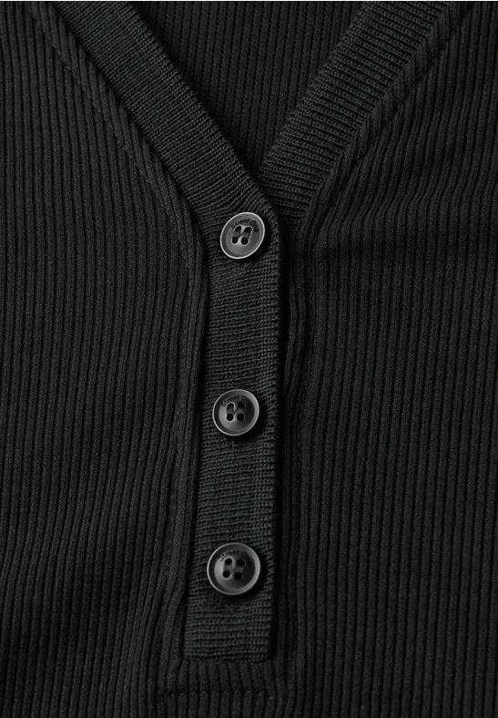 Polokleid mit Rippstruktur Black