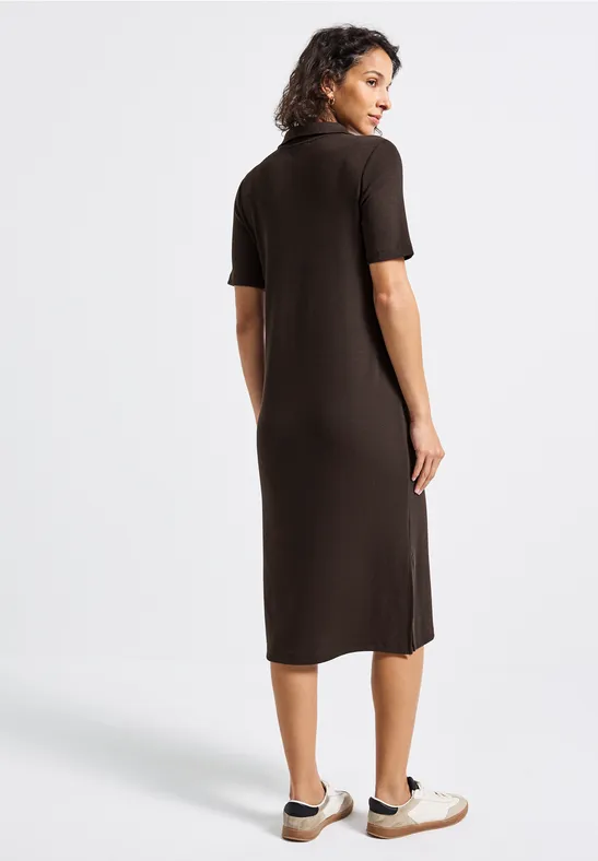 Polokleid mit Rippstruktur deep roast brown