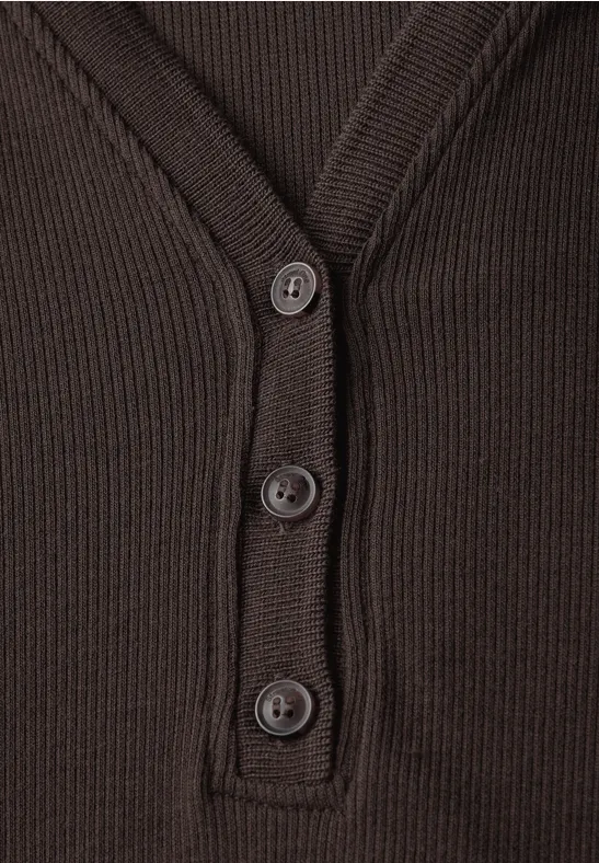 Polokleid mit Rippstruktur deep roast brown
