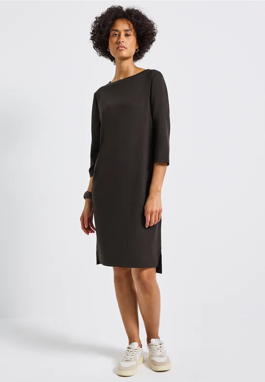 Sweat-Kleid mit Schlitzen deep roast brown