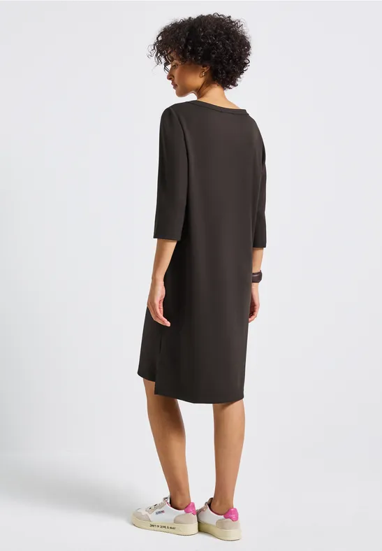 Sweat-Kleid mit Schlitzen deep roast brown