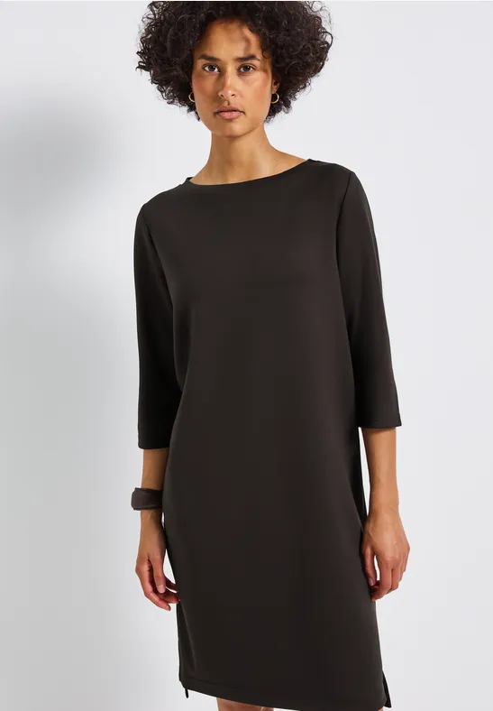 Sweat-Kleid mit Schlitzen deep roast brown