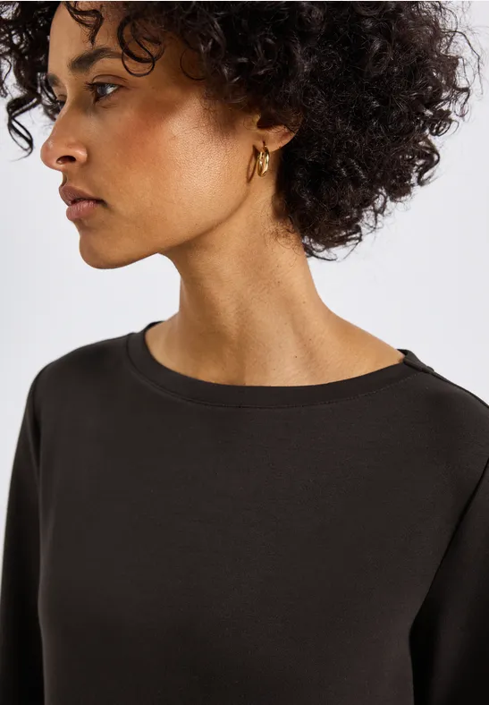 Sweat-Kleid mit Schlitzen deep roast brown