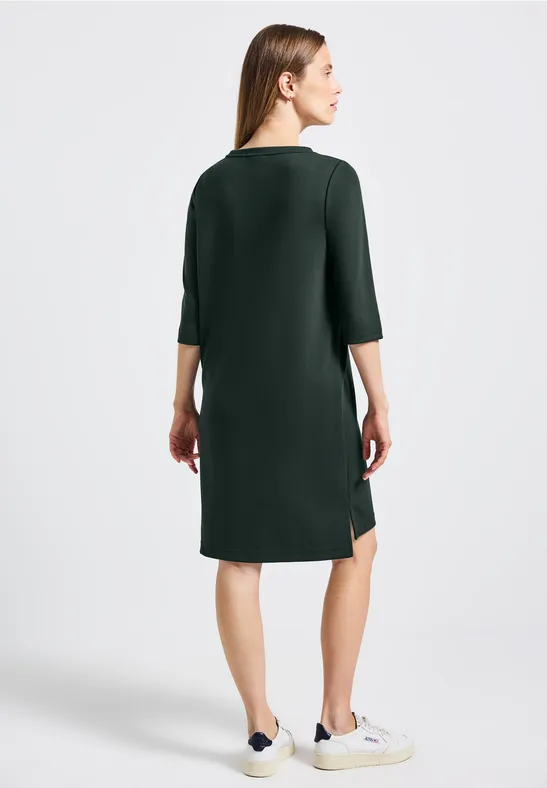 Sweat-Kleid mit Schlitzen evernight green
