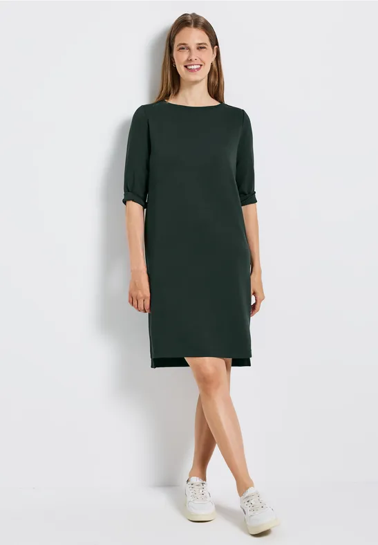 Sweat-Kleid mit Schlitzen evernight green