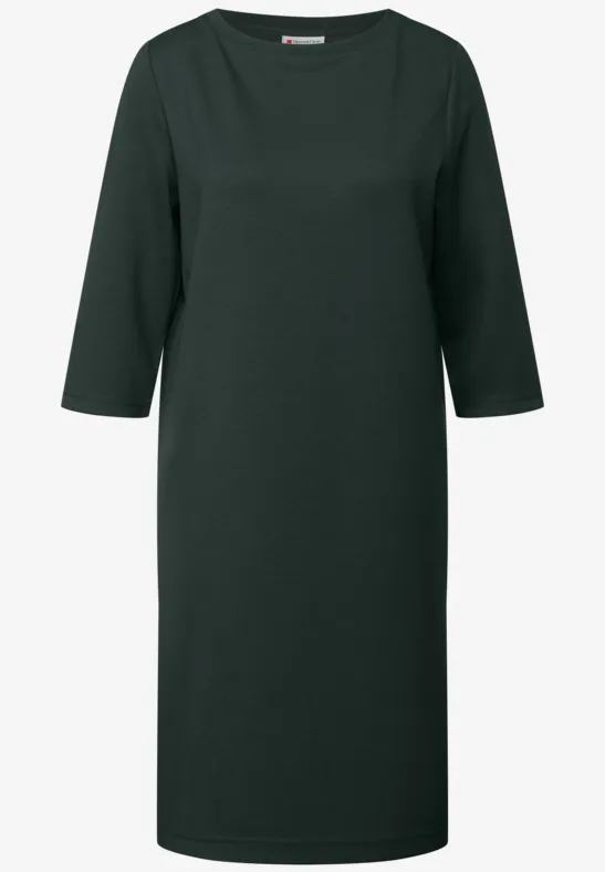Sweat-Kleid mit Schlitzen evernight green