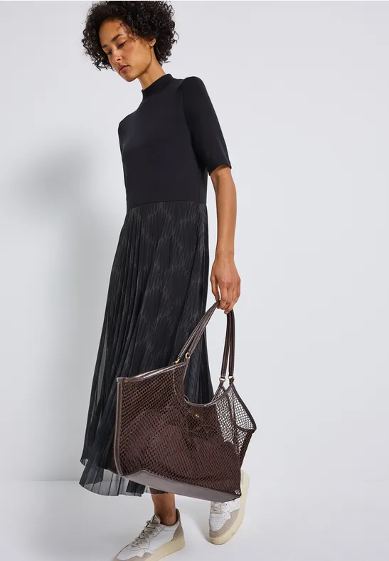 Materialmix Kleid Black