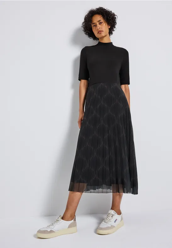 Materialmix Kleid Black