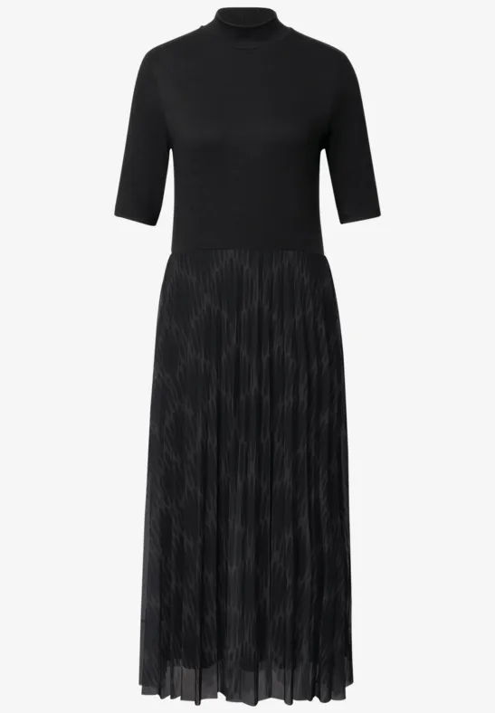 Materialmix Kleid Black