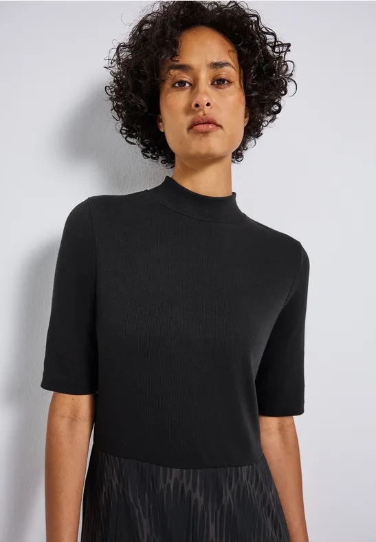 Materialmix Kleid Black