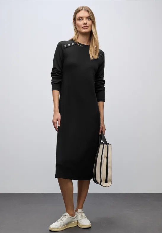 Rippstruktur Kleid Black