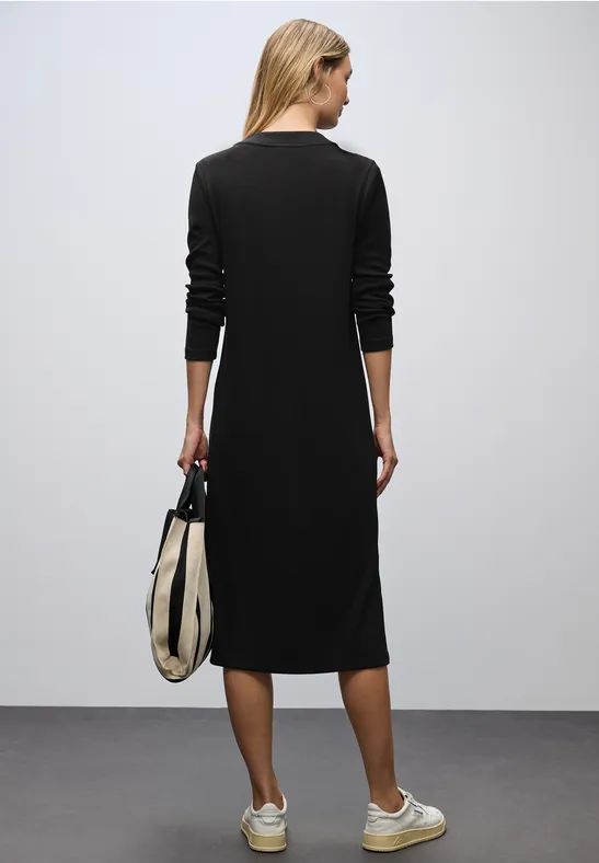 Rippstruktur Kleid Black