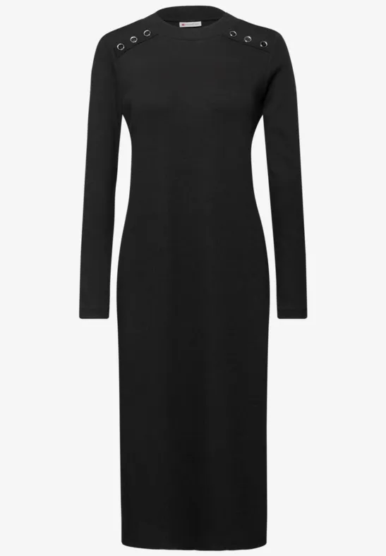 Rippstruktur Kleid Black