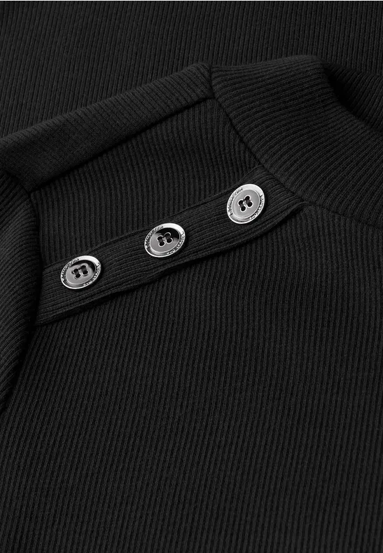 Rippstruktur Kleid Black