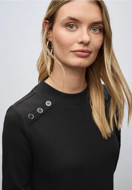 Rippstruktur Kleid Black