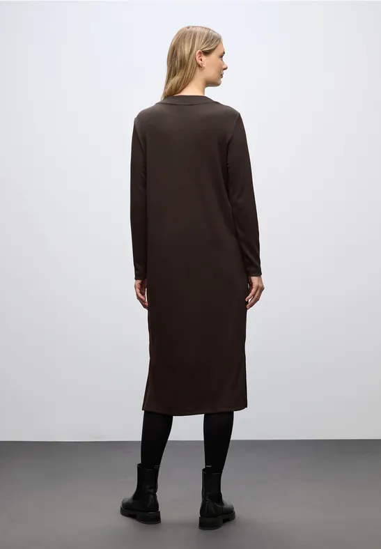 Rippstruktur Kleid deep roast brown
