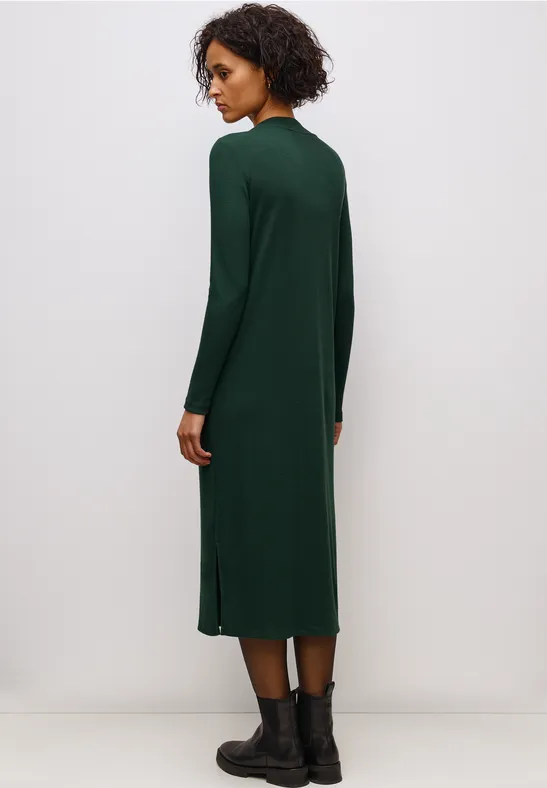 Geribde jurk evernight green