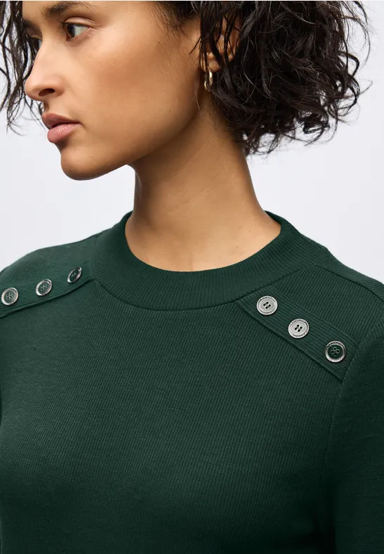 Geribde jurk evernight green