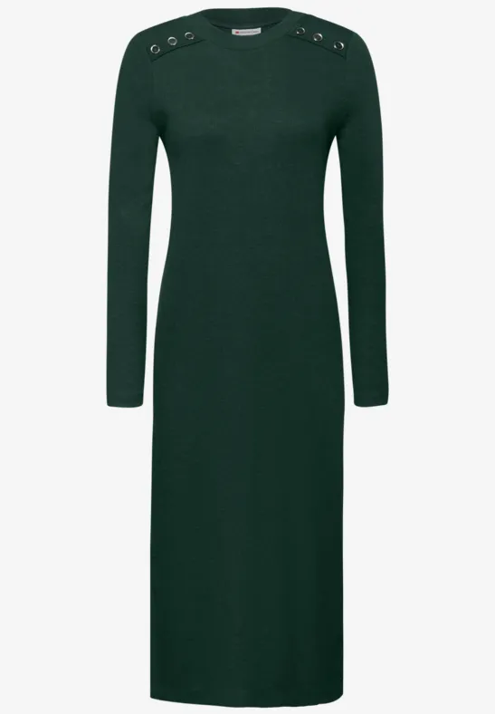 Geribde jurk evernight green