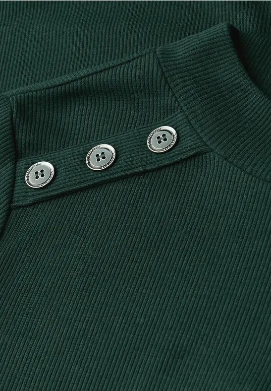 Geribde jurk evernight green