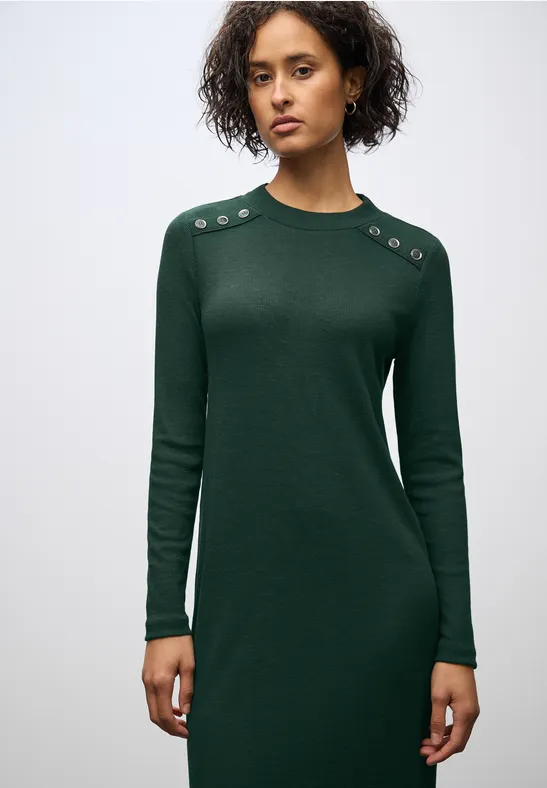 Geribde jurk evernight green