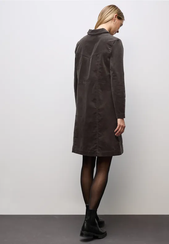 Robe en velours côtelé avec fermeture éclair deep roast brown