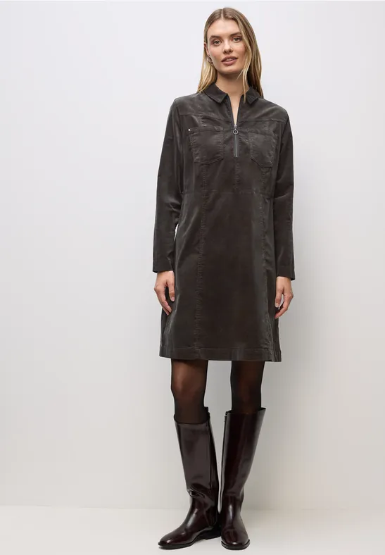 Robe en velours côtelé avec fermeture éclair deep roast brown