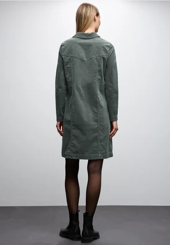 Cordkleid mit Zipper balsam green