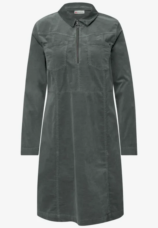 Cordkleid mit Zipper balsam green