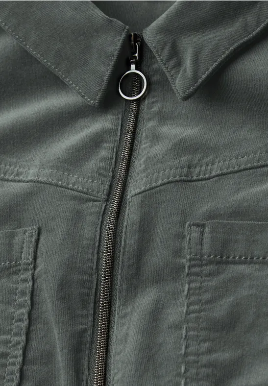 Cordkleid mit Zipper balsam green