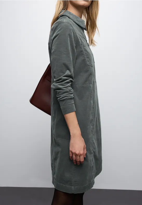 Cordkleid mit Zipper balsam green