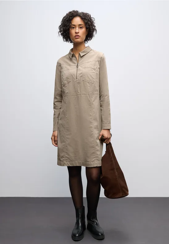Cordkleid mit Zipper morning beige