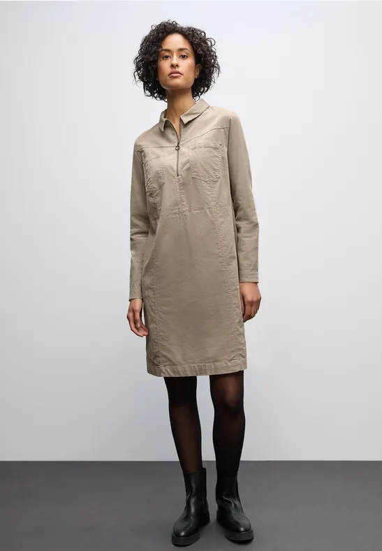 Cordkleid mit Zipper morning beige