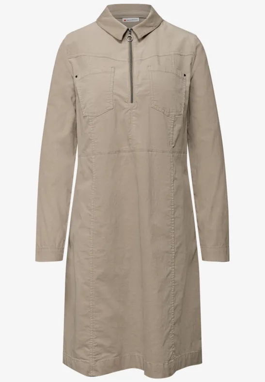 Cordkleid mit Zipper morning beige
